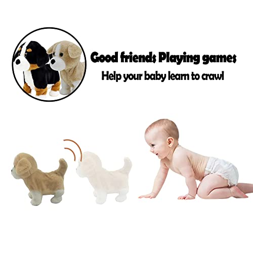 Esstaa Toy Puppy Plush Dog Animal With Control Leash Walking, Barking, Tail Wagging, Gift For Kids 9.4 Inch(Brown) #TOP4