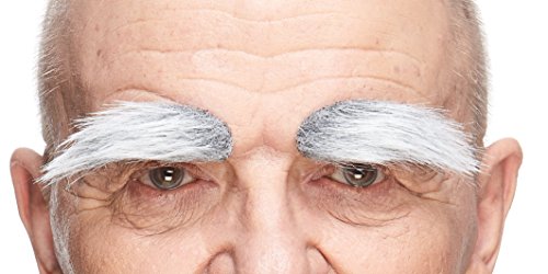 Mustaches Self Adhesive, Novelty, Fake Eyebrows, False Facial Hair, Costume Accessory for Adults,Gray with White Color
