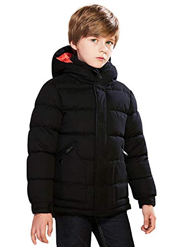 SOLOCOTE Niños Invierno Pesado Resistente al Agua Abrigo Niños Puffy Parka Gruesa Forro Suave con Capucha Outwear negro 11-12 años