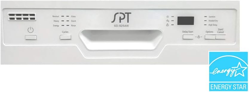 SPT SD-9254W 18″ Wide Built-In Dishwasher w/Heated Drying, ENERGY STAR, 6 Wash Programs, 8 Place Settings and Stainless Steel Tub – White
