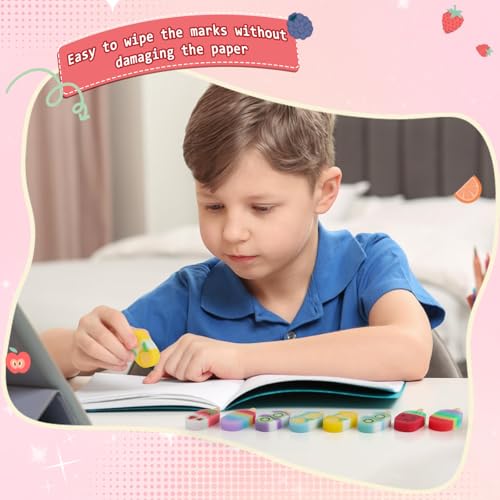 8 Stück Radiergummi Kinder, Fruchtgeschmack Radiergummi mit Obstmotiv, Süße Radiergummis mit Speiseeis-Formen, Lustige Radiergummis für Kinder Schreiben, Zeichnen