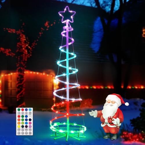 PINPON 4FT Multicolor Outdoor Christmas Tree Light LED Animated Xmas