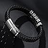 Leather Bracelet for Men Braided Cuff Wristband Stainless Steel Clasp in Silver and Gold Jewellery Gift