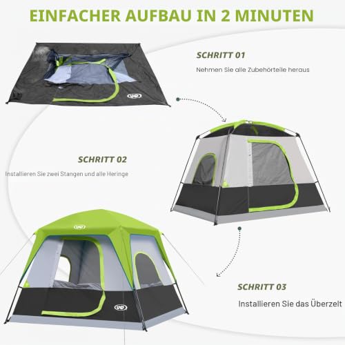 UNP Zelt 3 Personen - Zelt 6 Personen, Groß Zelt Stehhöhe Kabinen – Ansicht 5