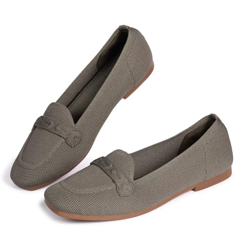 Image of Frank Mully Women's Loafer Flats Square Toe Comfortable Office Work Shoes, Cute Penny Loafer Slip On Walking Driving Shoes