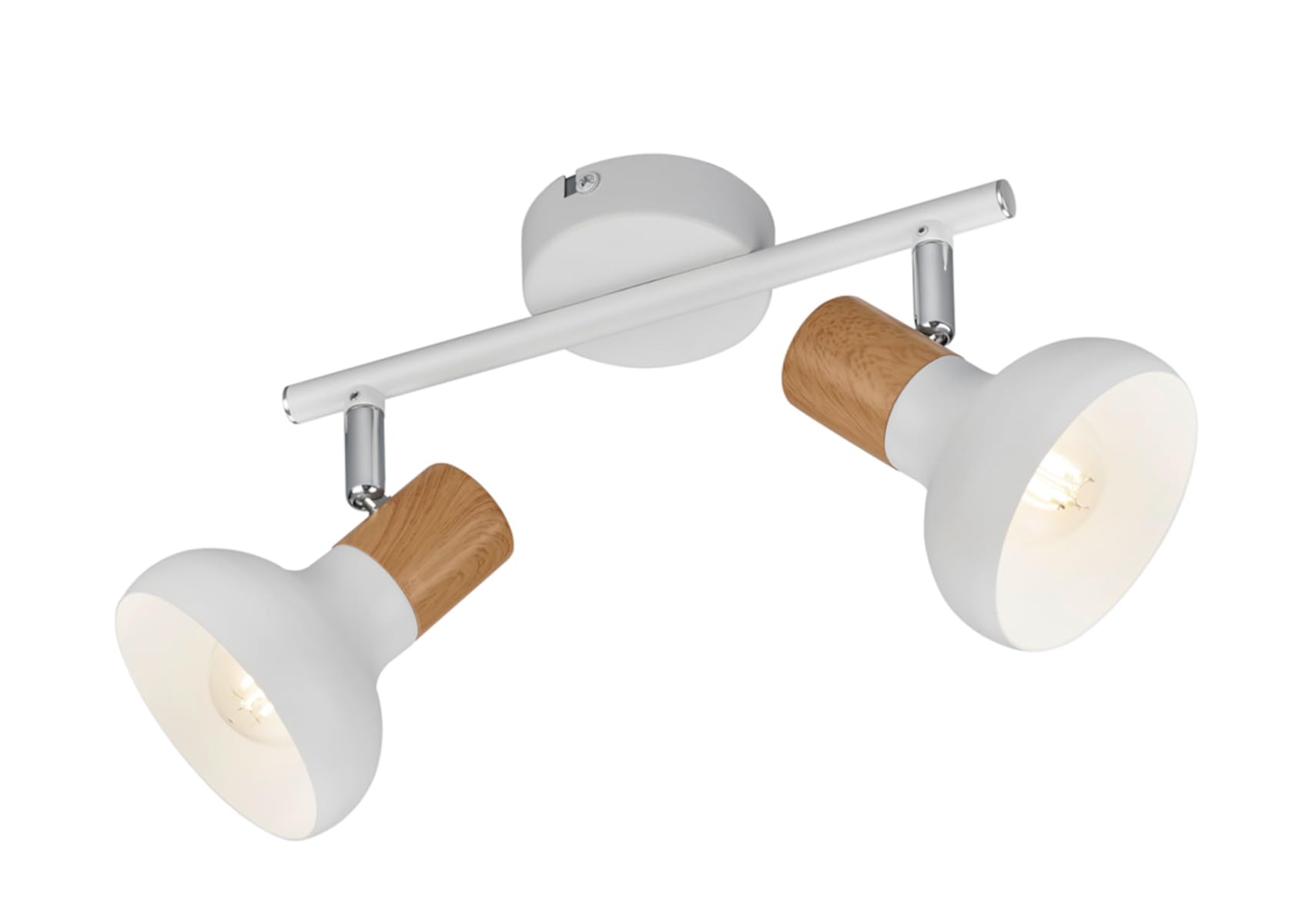 Rl Live Your Light Matte White Reality Leuchten Latika Wall Light R81522031, Matt White Metal, Synthetic Wood, Excl. 2X E14
