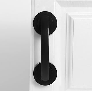 KAFENDA manijas grandes de puertas y ventanas de vidrio, puertas correderas de baño, gabinetes, manijas sin agujero, manijas del refrigerador, barras de soporte de ducha (Negro)