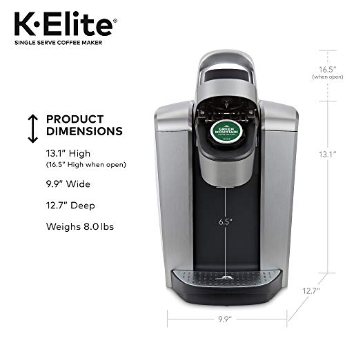 Keurig K-Elite Coffee Maker, Single Serve K-Cup Pod Coffee Brewer, With Iced Coffee Capability, Brushed Silver #TOP3