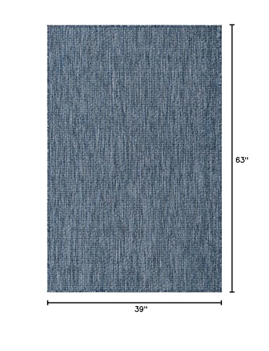 Tapete Outdoor Solid 3' 1 x 5' 3 Azul Rugs.com miniatura 2