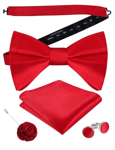 Image of Alizeal Mens 4pcs Formal Solid Bow Tie Set