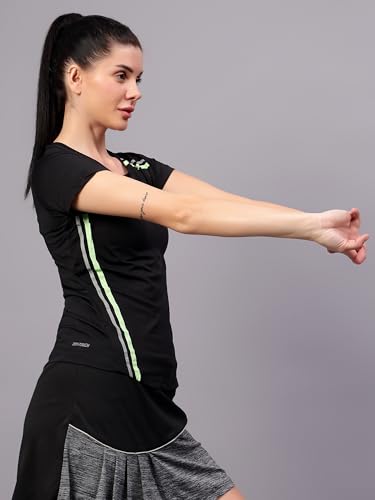 Image of Vector X Women's Plain Round Neck T-Shirt, Half Sleeves, Regular Fit, 80% Polyester 20% Spandex Lightweight Casual Sportswear Shirt Ideal for Gym Fitness Workout, Running, Yoga & Training