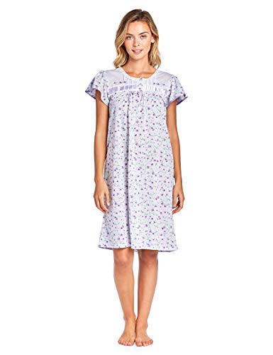 Casual Nights Women's Cap Sleeve Floral Nightgown - Purple - Large #TOP18