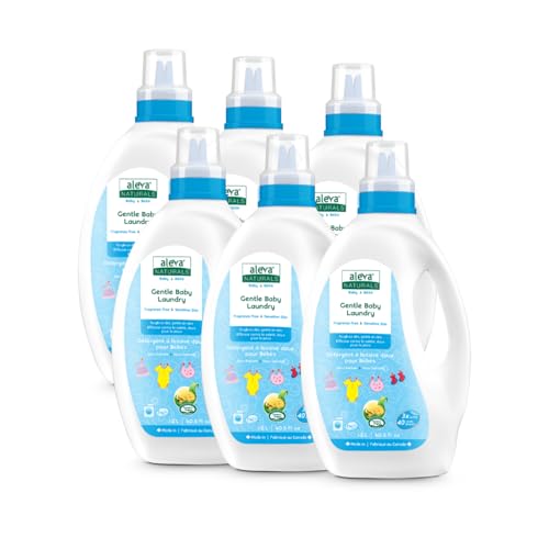 Aleva Naturals Gentle Baby Laundry Detergent, Hypoallergenic All Natural Formula, Soft on Baby's Skin and Tough on Stains, Made in Canada - 6 Pack, 7.2 Litres Total