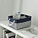 TcaFmac Storage Bins for Organization - Samll Fabric Storage Basket for Shelves with Handles, Collapsible Baskets for Organizing for Closet Laundry Bathroom (White & Navy16x12x8 inch)
