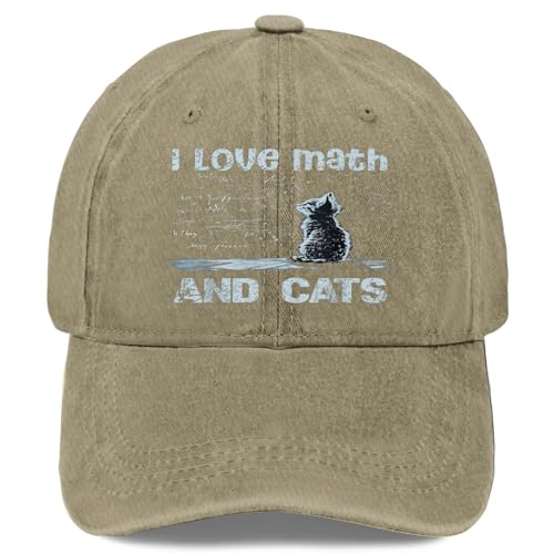 I Love Math and Cats Math Teacher Hats for Mens Fashion Washed Distressed