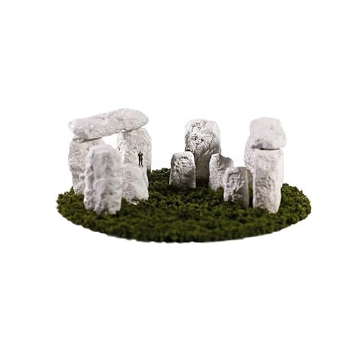 14Pcs Miniature Stonehenge Garden Decor with Grass mud, White Stone