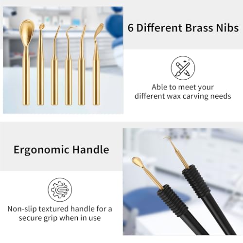 Electric Dental Wax Carving Tool with 6 Tips & 2 Pens, Adjustable Temp 50℃-200℃