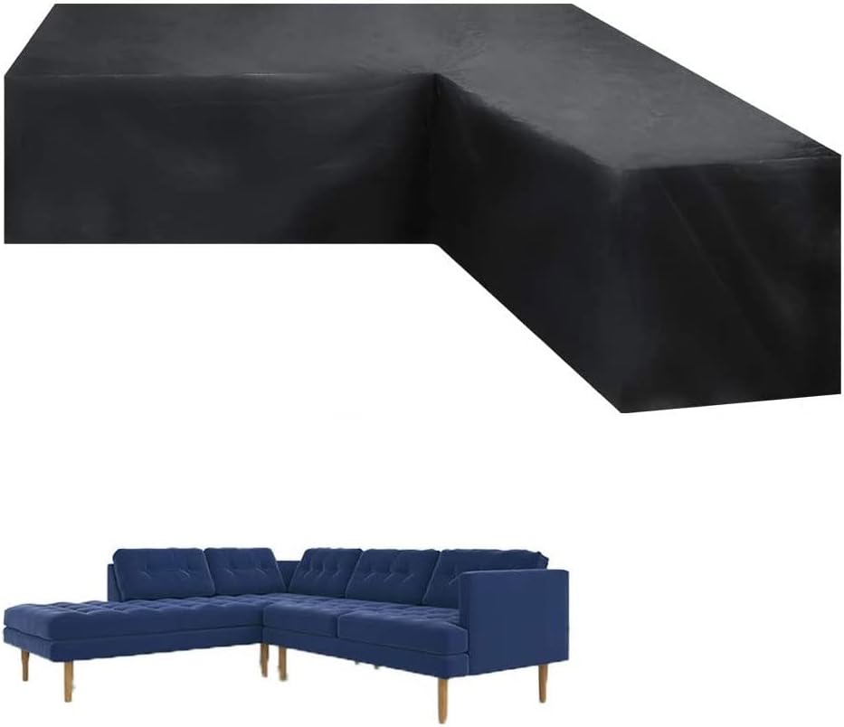 Corner Sofa Cover Garden,Rattan Corner Sofa Cover 210D Heavy Duty Oxford Fabric Garden Furniture Covers Waterproof Dustproof Windproof Patio Furniture Sofa Covers (Size : 250 * 250 * 100cm)