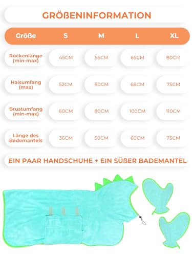 Bibykivn Bademantel für Hunde, Hundebademantel Aus Mikrofaser, Verstellbares Halsband Mit Klettverschluss Schnell Trocknend Badetuch für Große Mittelgroße Kleine Hunde/Katze (Blau, XL)