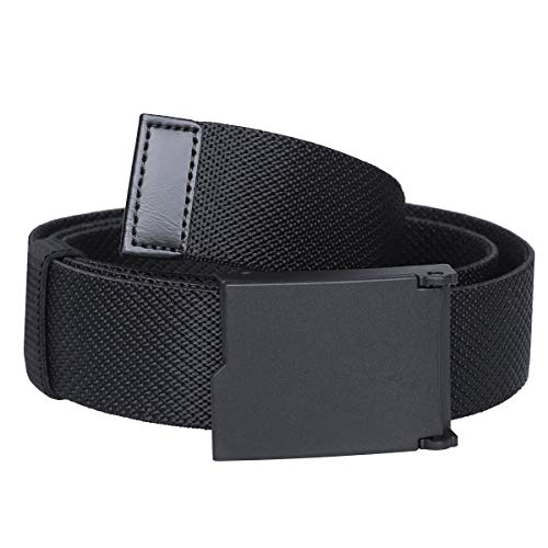 KYEYGWO Unisex Elastischer Gürtel mit Kunststoffschnalle, Einstellbare Stretchgürtel Outdoor Stoffgürtel Freizeitgürtel für Herren und Damen, Schwarz