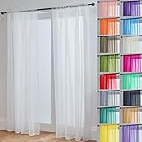 John Aird Lucy Voile Curtains - Rod Pocket Slot Top - Pair Net Curtains - 2 Panels (White, W 58" x L 90")