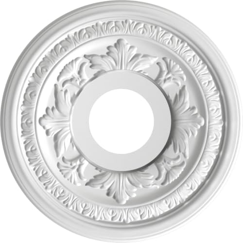 Image of Ekena Millwork CMP13BACAB Baltimore Thermoformed PVC Ceiling Medallion (Fits Canopies up to 5 1 /4 inch), 13 inchOD x 3 1 /2 inchID x 3 /4 inchP, Metallic Antique Brass