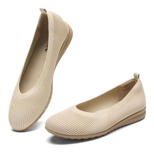 ZURIN Womens Knit Ballet Flats with Arch Support Comfortable Ballet Dressy Flats,Round Toe Slip On Flats Dress Shoes for Dressy Work Casual4