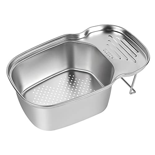 Tinfol Abflusskorb für die Küche, Edelstahl, Spülbeckensieb für Küche, Lebensmittelfänger, multifunktionaler Küchenspülenfilter für Filter, Küchenabfälle und Waschen von Gemüse, Obst (Silber) Cover