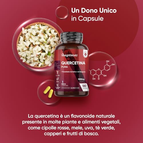 Quercetina 1000mg Pura, Integratore Flavonoidi, 180 Capsule Vegane di Quercetina Senza Magnesio Stearato per 3 Mesi, Quercitina Integratore dalla Japonica (95% Quercitin), Quercetina Pura Senza OGM - 2