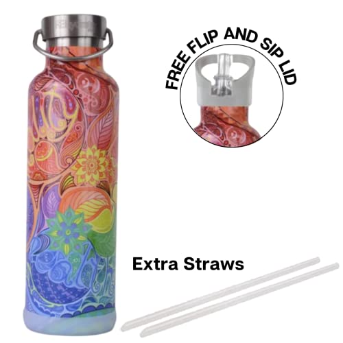 Rehydrate Pro 25Oz Insulated Water Bottle With Straw, Bonus Lids And Leak Proof Flask To Keep Liquids Hot Or Cold- Triple Wall Vacuum Water Bottle Insulated, Perfect For Gifts #TOP1