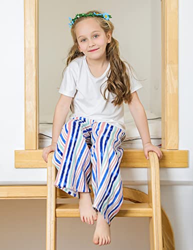 V.&Grin Girls Wide-Leg Pants, Summer Flowy Dress Lounge Stretchy Palazzo Pants For Girls 7-16 Years(Stripe M) #TOP2