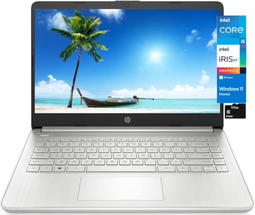 HP Notebook 14 Laptop, 14' HD Display, Intel Core i5-1135G7 (Beats i7-1065G7), 16GB DDR4 Memory, 512GB SSD, Webcam, USB Type-C, HDMI, WiFi, Long Battery Life Up to 9 Hours, TiTac, Windows 11