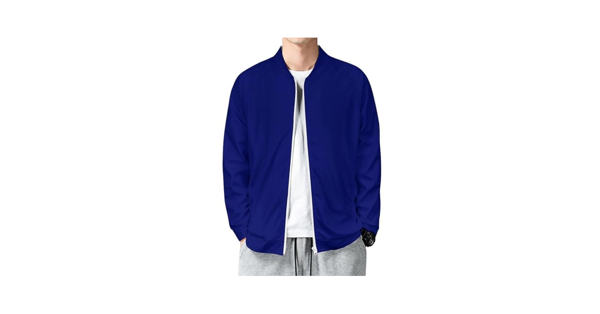 Amazon.com: Lightweight Jacket for Men - Navy-Blue Zip Up