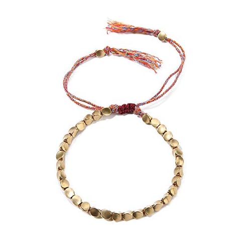OAIITE BALIBALI Handmade Tibetan Copper Beads Bracelet Lucky Rope Bracelet Rope String Bracelet Handmade Braided Cotton Copper Beads for Women Men Cover