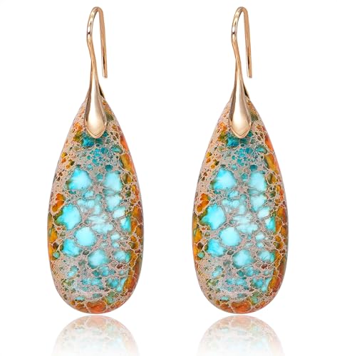 Natural Stone Earrings Waterdrop Stone Dangle Earrings for Women