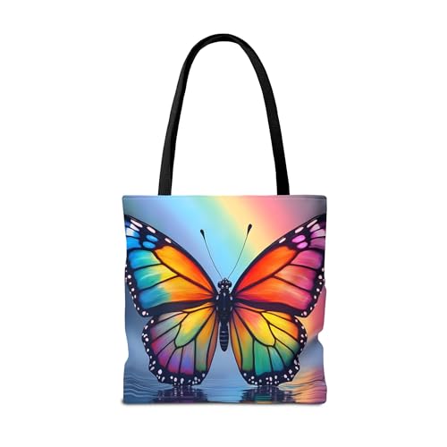 Butterfly Tote Bag- Rainbow Monarch Beach Bag for Girls Pretty Colorful Reusable Shopping Bags Fun Kids Travel Totes2