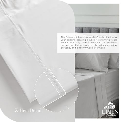 Image of Linen Home 2-Pack Full Sheet Set, 100% Cotton Percale Bedding, 8-Piece Value Bundle, Deep Pocket Cooling Bed Sheets for Hot Sleepers, Breathable & Crisp Hotel Quality, Long-Staple Cotton, Silver