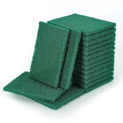 Image of Green Scrubbing Pads - Reusable Heavy Duty Scrub Pads for Household Cleaning, Dishwashing, Kitchen, Pots, Pans & Metal Grills