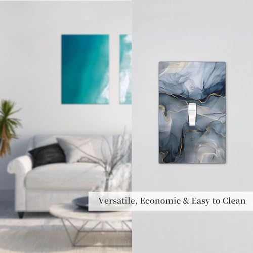 Decorative Switch Plate Covers Abstract Ink Blue Marble Glod Line Texture 1 Gang Light Switch Cover Plate Single Toggle Wall Plate Outlet Covers Wall Plate Faceplate for Bathroom Decor