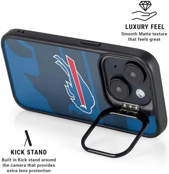 Skinit Kickstand Phone Case Compatible with iPhone 14 Plus - Officially Licensed NFL Buffalo Bills Double Vision Design