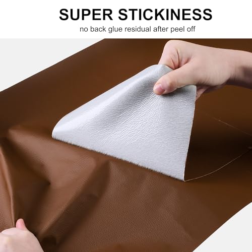 Image of YAFCL Leather Repair Patch for Furniture, 4 inch x 63 inch Self-Adhesive Tape for Couches, Car Seats, Sofas, Jackets, Handbags - Caramel Brown