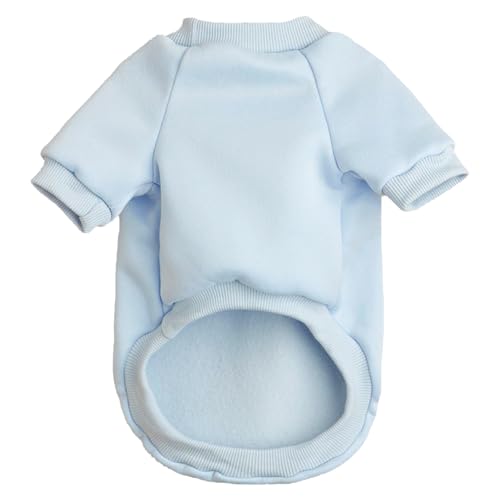 Image of Puppy Sweater for Small Dogs Winter Pullover, Light Blue XXS | Elastic Cuffs Pet Clothes, Holiday Party Matching, Fall Winter Daily Outfit, Soft Breathable Machine Washable Sweatshirt