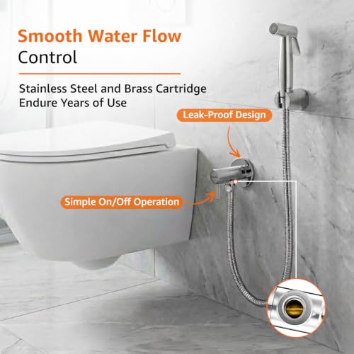 Image of Amazon Basics Angle Valve | Stainless Steel Body with Brass Cartridge and Wall Flange | 4 Pieces | Bathroom and Kitchen Use [Chrome]