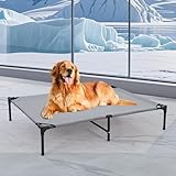 42'' Outdoor Elevated Dog Bed with Six Support Feet, Chew-Proof Raised Dogs Bed, Washable & Breathable Cooling Dog Cot Beds Medium Large Size Dogs, Outdoor Pet Hammock Beds, Outside Pet Beds(Large)