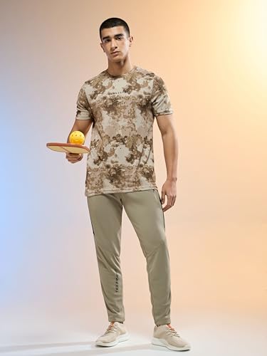 Image of TECHNOSPORT Men's Slim Fit Mid Rise Solid Trackpant with Techno Dry for Gym, Workout & Sports