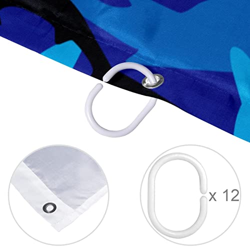 Rideau de douche imperméable motif requins de l'océan et crochets robustes