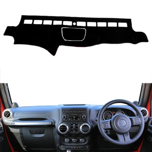 Tapis de tableau de bord Jeep Wrangler JK anti-reflet couverture HATHWAY noire
