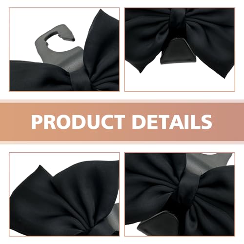 Dogary 2 PCS Automobile Seat Headrest Hooks, Cute Bow Vehicle Hooks for Purses and Bags, Car Storage Rack Decorative Accessories, Can Hang Bags, Clothes, Umbrellas, Water Cups (Black) - Thumbnail 2