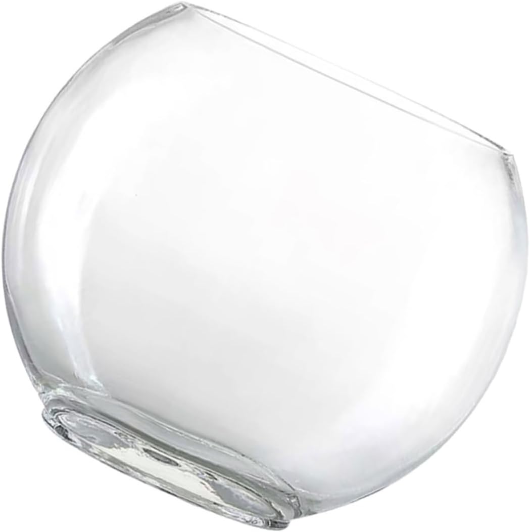 Totority Transparent Glass Ecological Fish Bowl Small Desktop Aquarium Tank for Hydroponic Plants and Succulent Terrarium Decorative Home Office Garden Decor