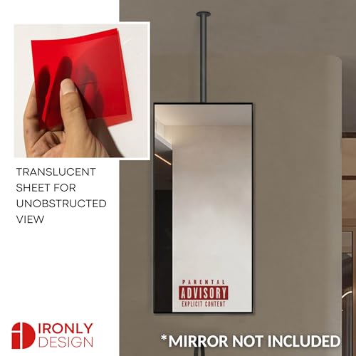 Image of Sticker for Glass & Mirrors| Minimal Vinyl Decal for Bedroom Bathroom & Cafe | Self-Adhesive Waterproof Quote Aesthetic Mirror Sticker | No Mirror Included (Parental Advisory, Small, Transparent Red)